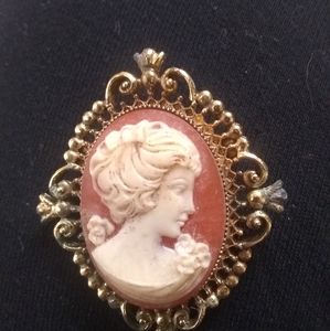 Cameo locket brooch